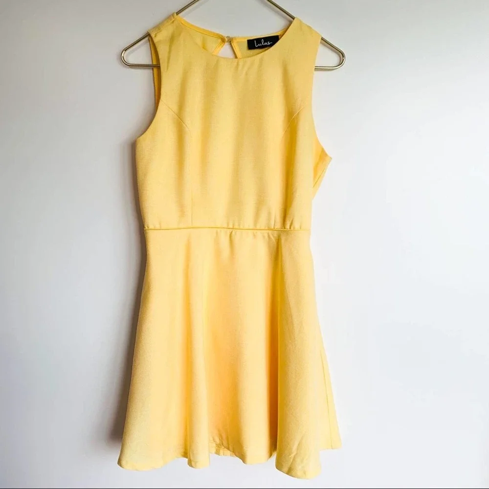 Lulus BACKLESS SKATER DRESS Yellow - Picture 2 of 6